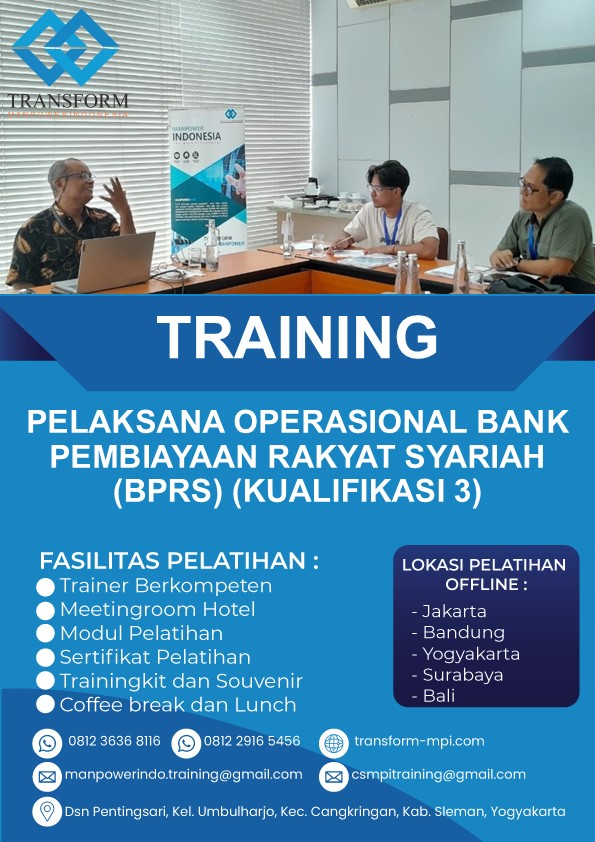Training Pelaksana Operasional Bank Pembiayaan Rakyat Syariah (BPRS) (Kualifikasi 3)