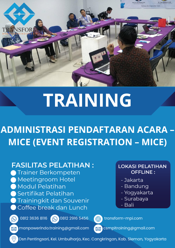 TRAINING ADMINISTRASI PENDAFTARAN ACARA - MICE (EVENT REGISTRATION - MICE)