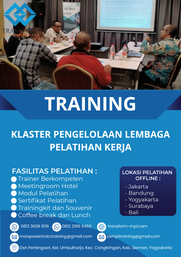 TRAINING KLASTER PENGELOLAAN LEMBAGA PELATIHAN KERJA