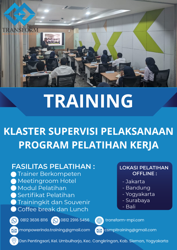 TRAINING KLASTER SUPERVISI PELAKSANAAN PROGRAM PELATIHAN KERJA