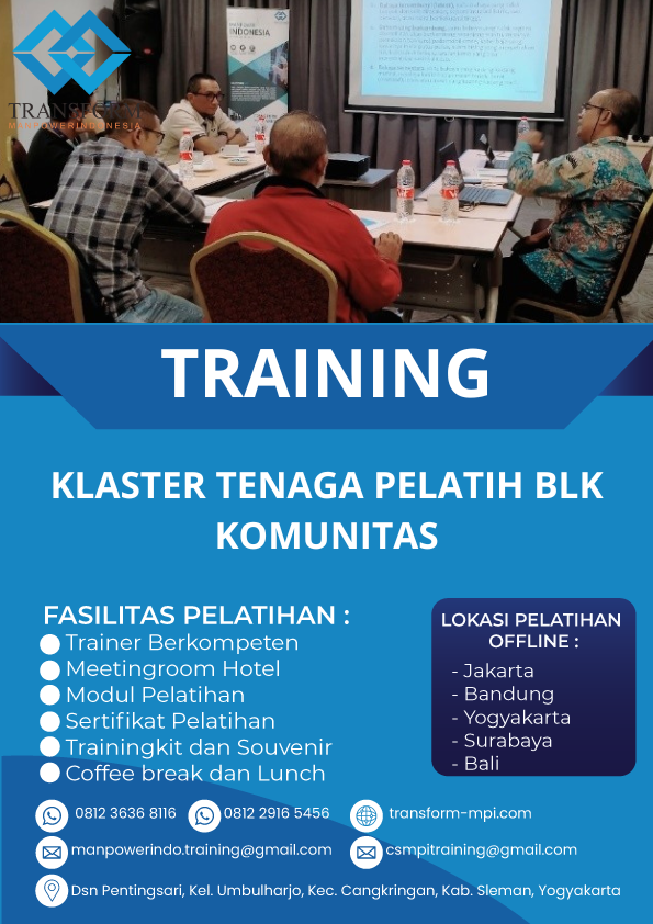 TRAINING KLASTER TENAGA PELATIH BLK KOMUNITAS