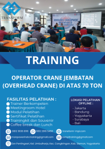 TRAINING OPERATOR CRANE JEMBATAN (OVERHEAD CRANE) DI ATAS 70 TON