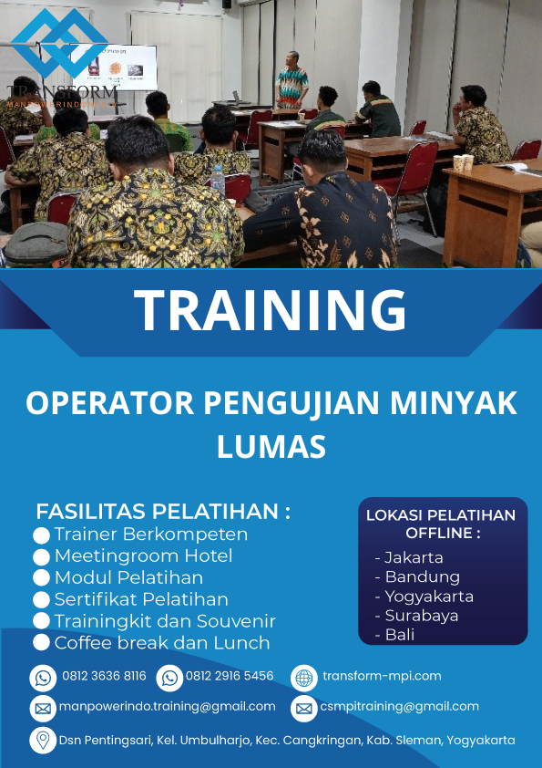 TRAINING OPERATOR PENGUJIAN MINYAK LUMAS